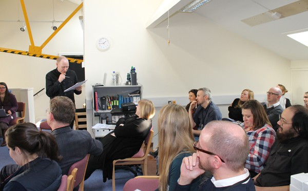 Gary Smith speaking in Culture Republic offices